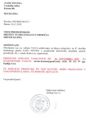 Obvestilo za zbiranje prispevkov za NAŠE NOVINE 2018 1